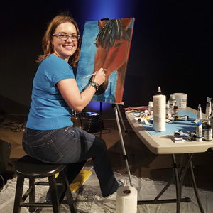 Live acrylic painting demonstration for creativity service