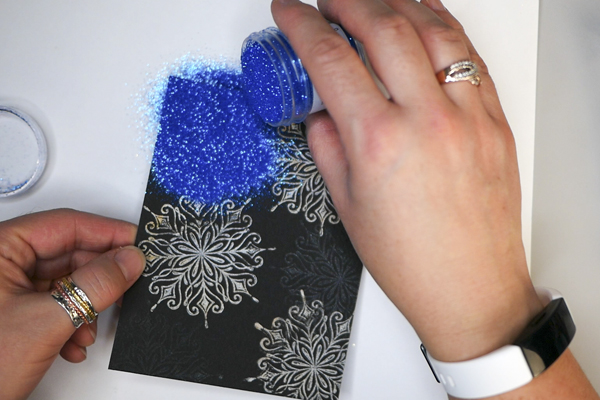 Snowflake Christmas Card Adding Glitter Embossing Powder