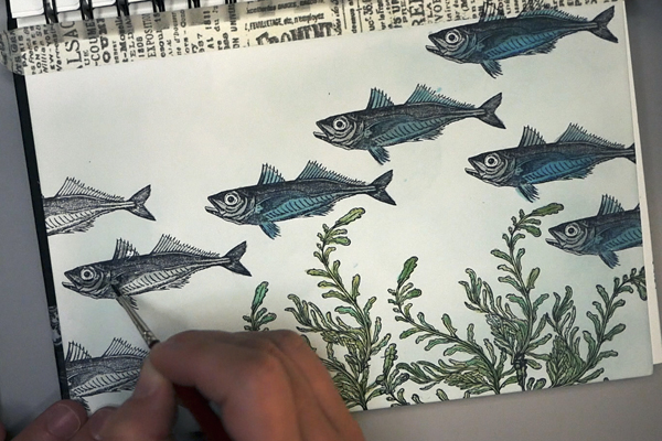Painting in Fish with Ink