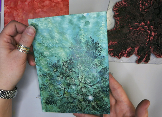 Stamping onto an alcohol ink background