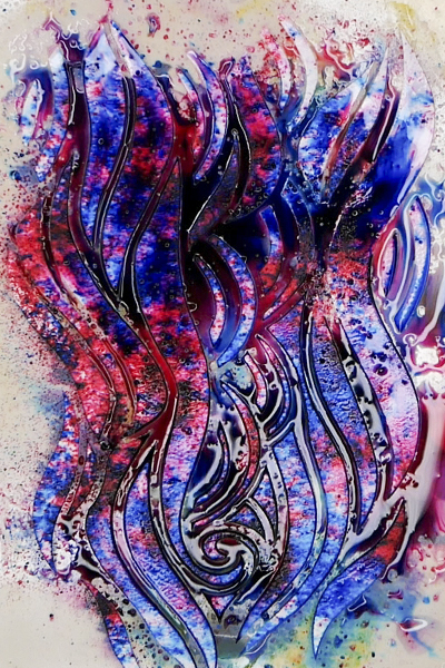 Brusho Crystal Colours through a Stencil