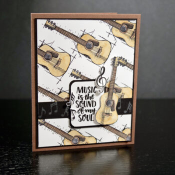 Guitar Card Using Watercolor Pencils and Wild Whisper Designs Feel the Beat Stamp Set
