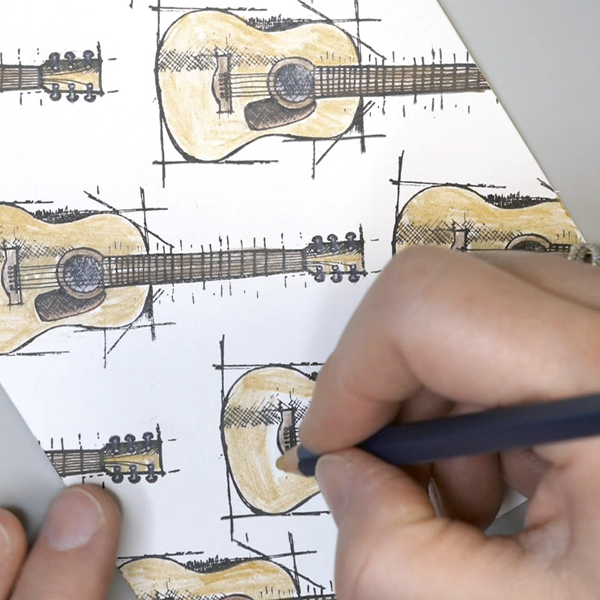 Coloring Guitar Images with Watercolor Pencils