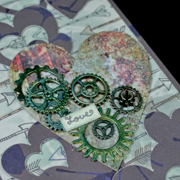 Focal Heart with Gears and Glass Bead Gel