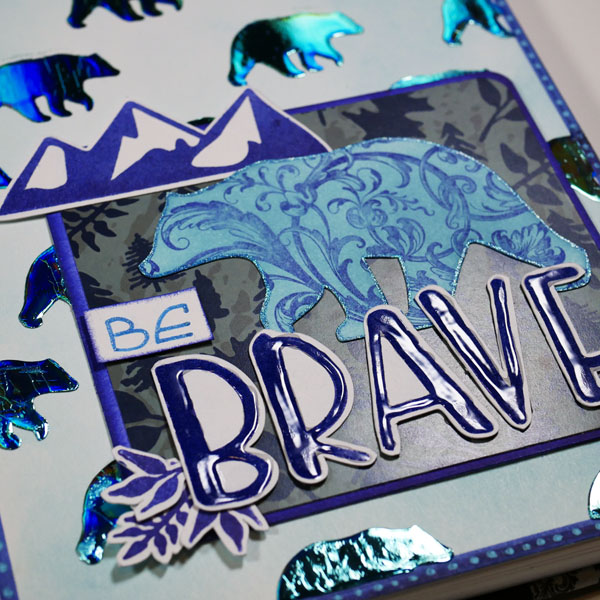 Monochromatic Art Journal Project Be Brave Using Blue Color Palette and Wild Whisper Designs Products
