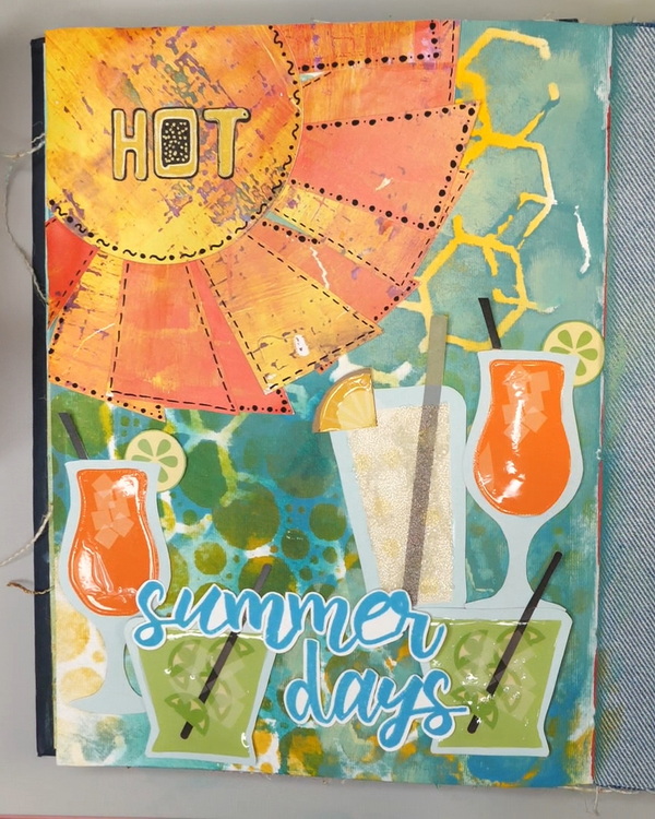 Mixed Media Art Journal Page – Hot Summer Days - Hop-A-Long Studio