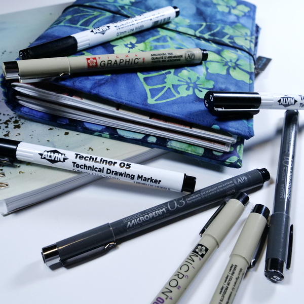 Best Permanent Pens for Drawing and Mixed Media Projects Sakura Pigma Micron, Sakura MicroPerm, Alvin Techliner