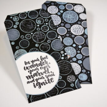 Art Tags with Black Paper Backgrounds created with stencils, stamps, inks and paint pen