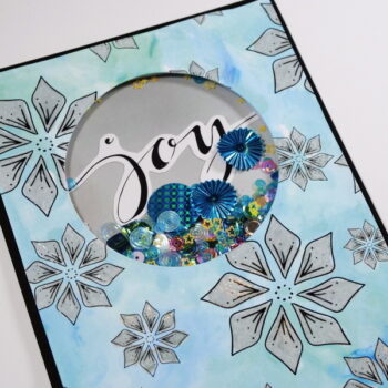 Mixed Media Shaker Card Using Distress Glazes, Brusho Crystal Colours and Wild Whisper Designs Paper and sequins