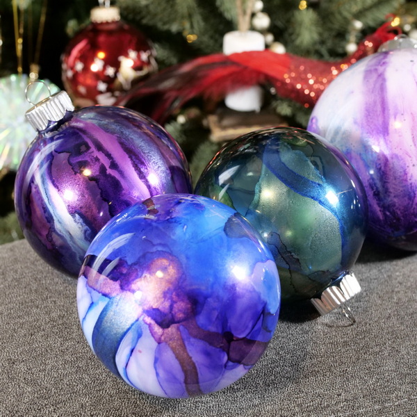 Alcohol Ink Christmas Ornaments