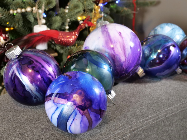Alcohol Ink Christmas Ornaments