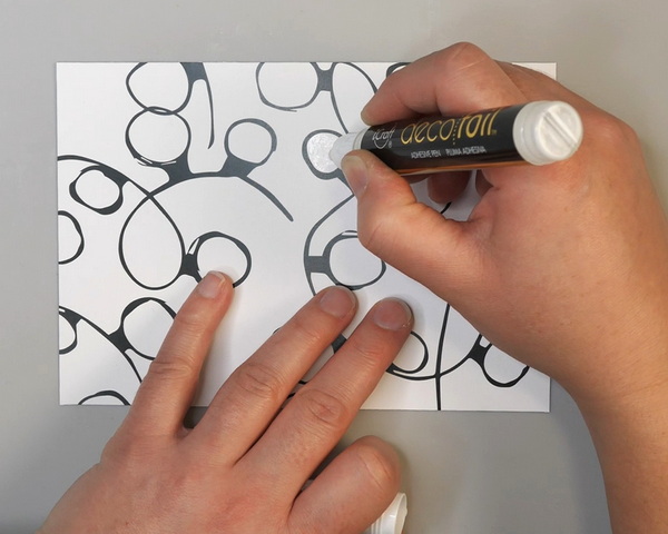 Adding Deco Foil Adhesive Pen to Wild Whisper Designs Baubles and Bows Patterned Paper