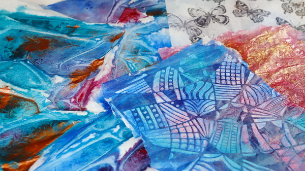 Creating Mixed Media Tissue Paper with Modeling Paste, Acrylic Paints and Inks