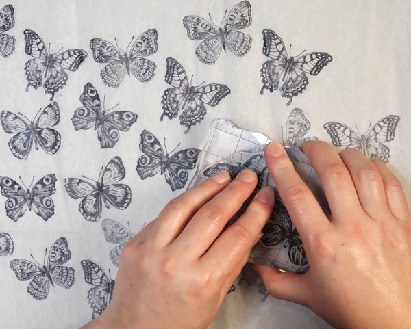 Stamping Tissue Paper with Archival Ink and Stamper's Anonymous Flutter Rubber Stamps