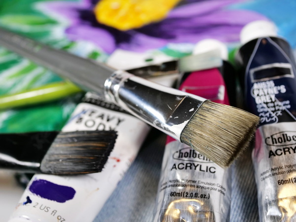 Brushes and Paint for Acrylic Painting