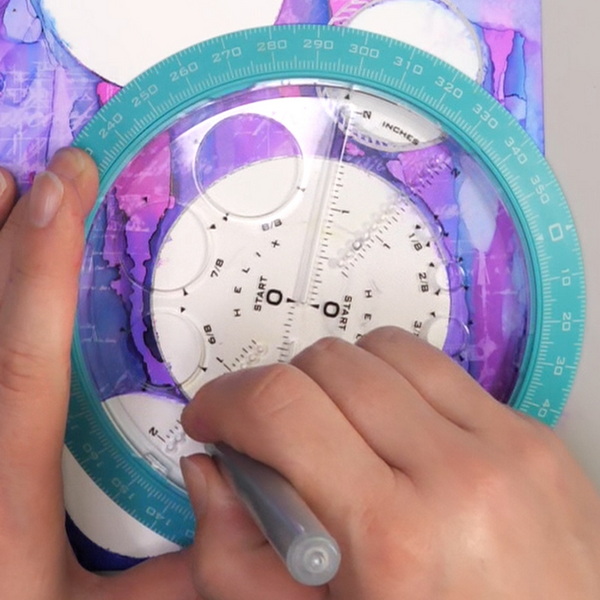 Using Helix Circle Maker to Add Acrylic Paint Pen Around Alcohol Ink Resists