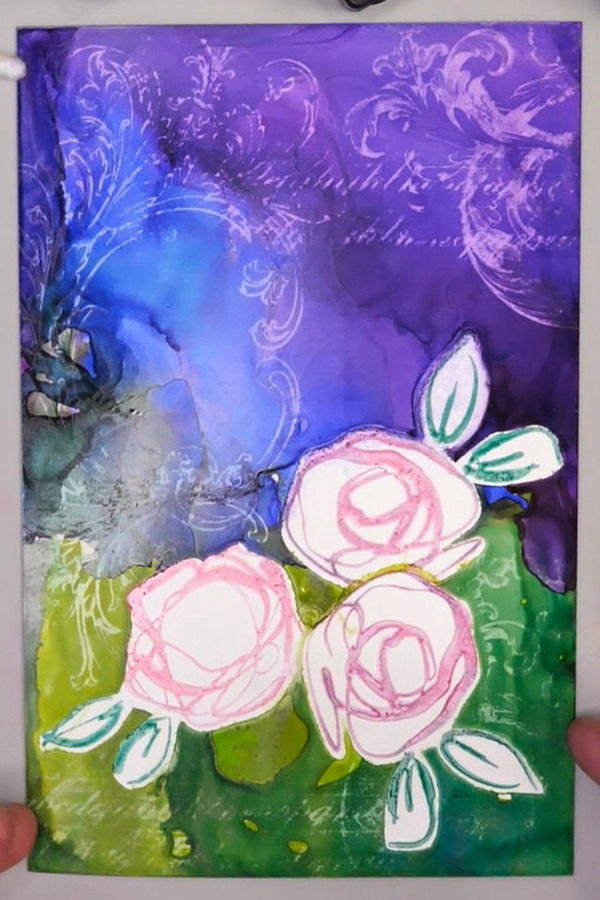 Resist Techniques with Alcohol Inks Stamping with Archival Ink
