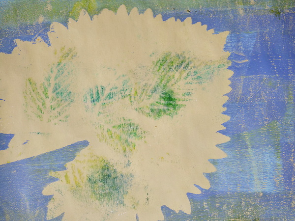 Gelli Plate Printing Adding Leaves to an Existing Print