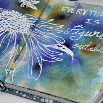 Everything is Figure-outable Art Journaling Page with Fluid Acrylics