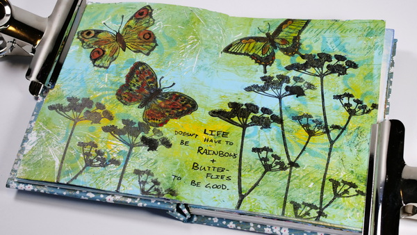 How to Use Gel Prints in Your Art Journal Mixed Media Art Journal Page with Stamps and Watercolor