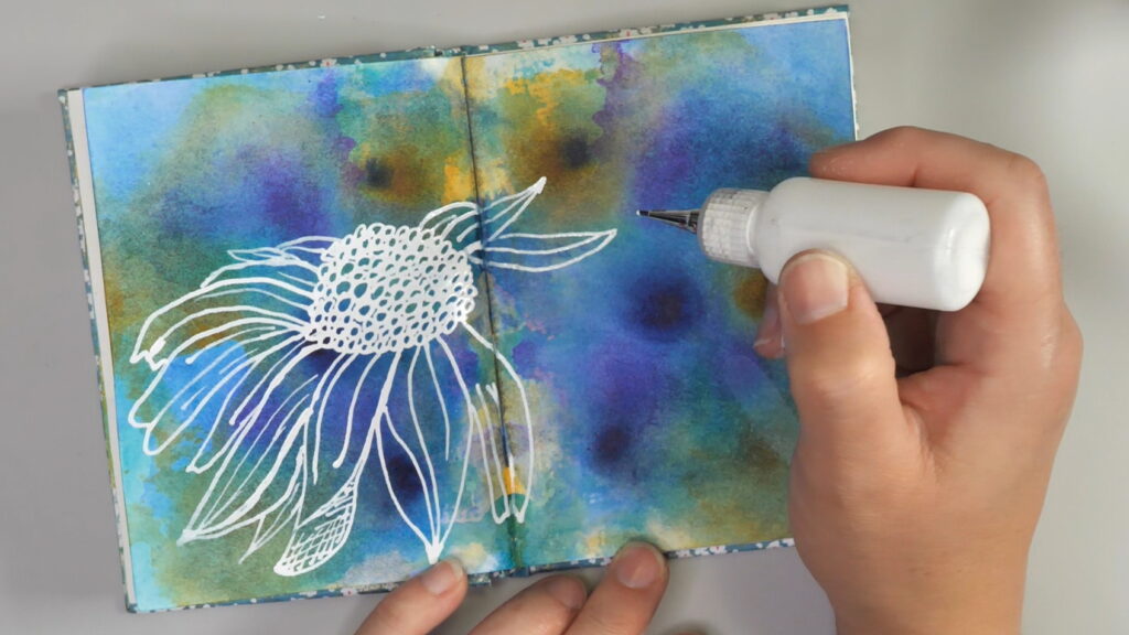 Drawing Coneflowers with Fluid Acrylic Paints in the Art Journal