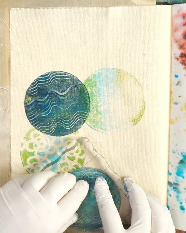 Gelli Printing on Canvas in a Journal
