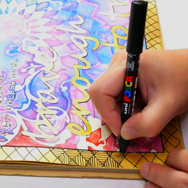 Adding Doodle Pattern to watercolor background in the art journal