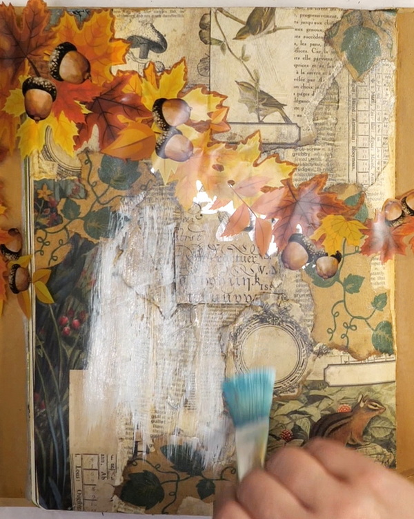 Adding White Paint Wash to Collage Page