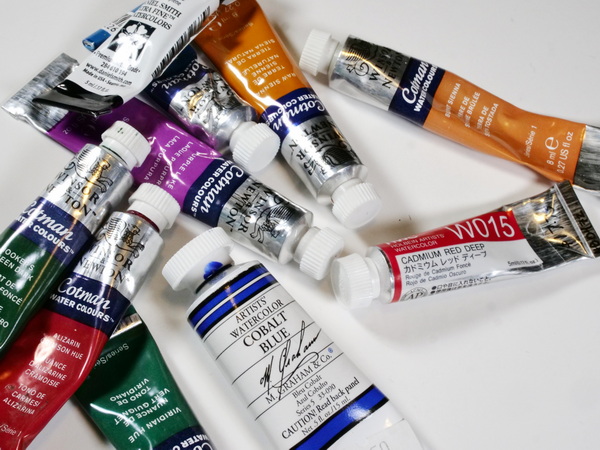 Watercolor tube paints by Winsor & Newton, Daniel Smith, Holbein