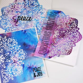 3 Christmas Card Ideas Using One Die Cut Design with Brusho Crystal Colours and Nuvo Shimmer Powders