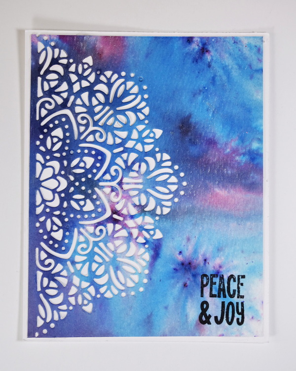 3 Christmas Card Ideas Using One Die Cut Design with Brusho Crystal Colours and Nuvo Shimmer Powders
