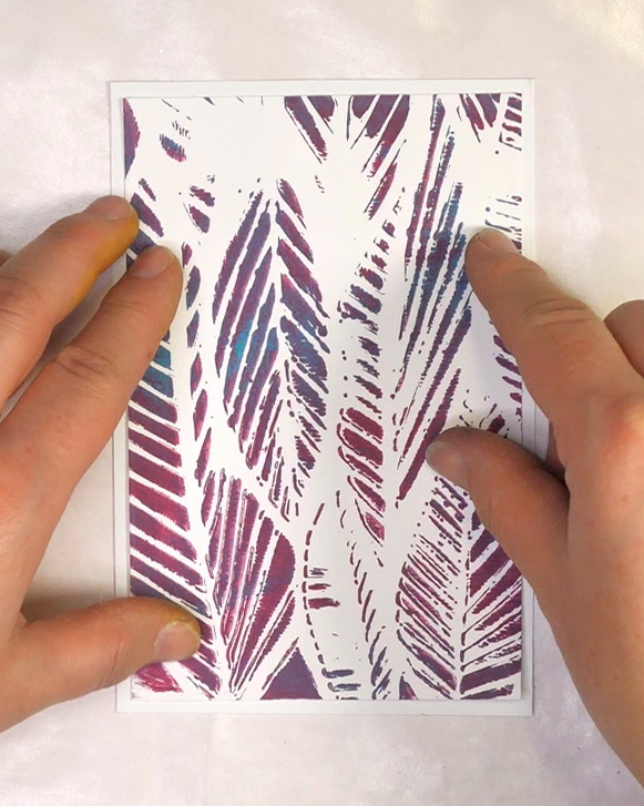 Adding Gelli Prints to a 4 by 6 White Card