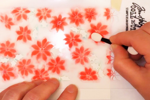 Layering Red Pan Pastels through a Stencil Using Permanent Red and Permanent Red Shade