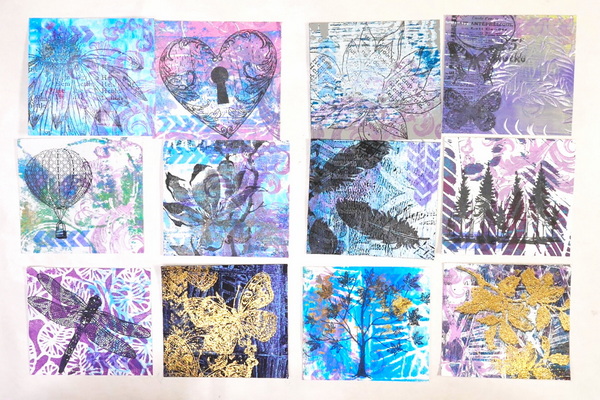 Working in a Series with Gelli Prints how to use Stamping to Create Harmony