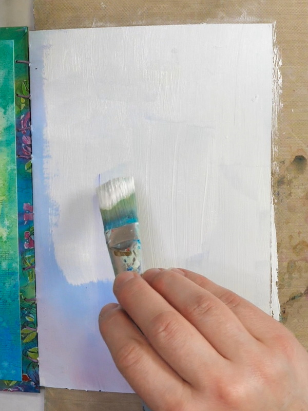 How to prep an art journal page using gesso