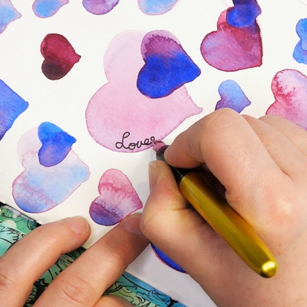 Adding Journaling with Plasair Fountain Pen to Watercolor Page Created with White Nights Nevskaya Palitra Watercolors