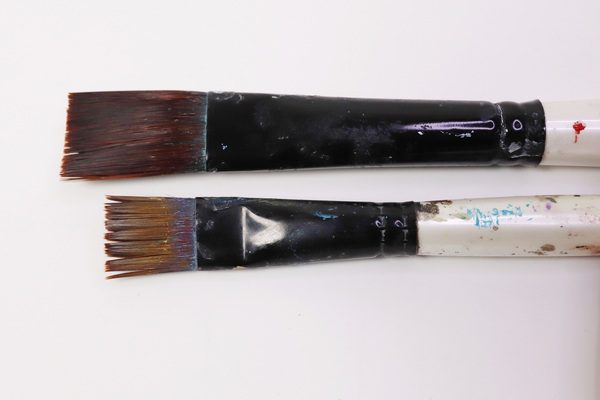 How to prevent rock hard paintbrushes- use a brush with shorter bristles
