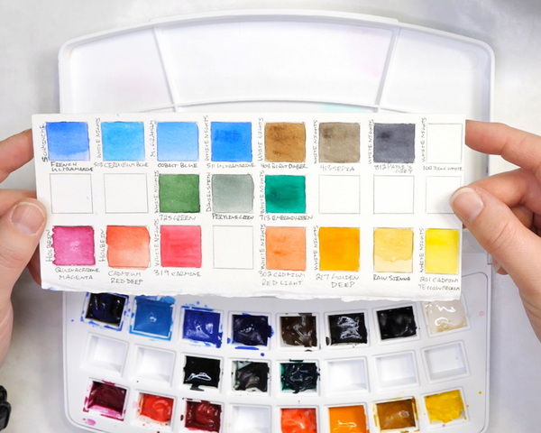 Watercolor Swatch Guide for Watercolor Set