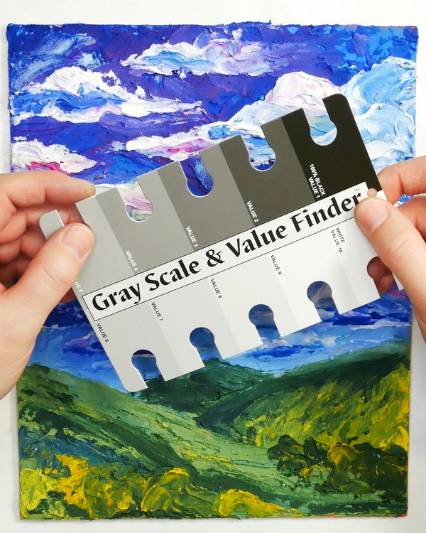Use a Gray Scale and Value Finder for comparing values to your final painting