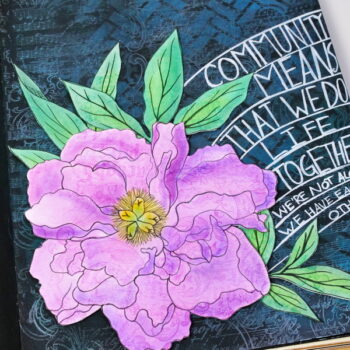 Unique Pan Pastel Techniques with Watermark Ink Peony Project on Black Art Journal