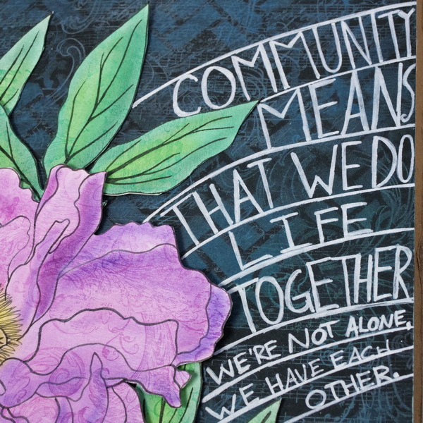 Journaling about Community on Pan Pastels with Watermark Ink