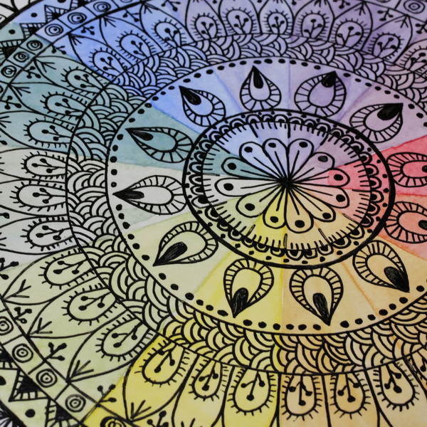 Hand Drawing Mandala-Black & White Original Unique Lamp Mandala Art.