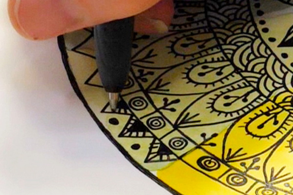 How to draw a mandala circle 7 triangles and dots