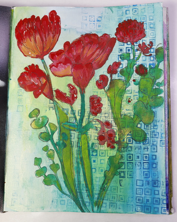 Using StencilGirl Wildflowers Botanical Stencil and Mask with Acrylic Paint and Ink