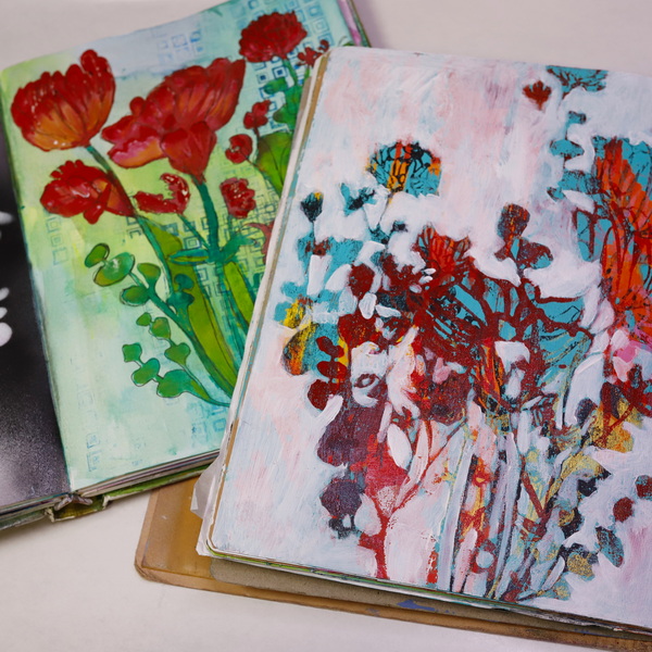 alisaburke: a peek inside my process: pan pastel flowers