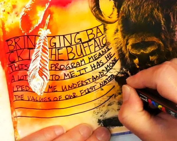 Adding journaling about Bring Back the Buffalo program to Image Transfer Art Journal Page