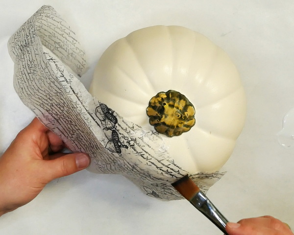 Pumpkin Decoupage Technique Using Stamped Tissue Paper