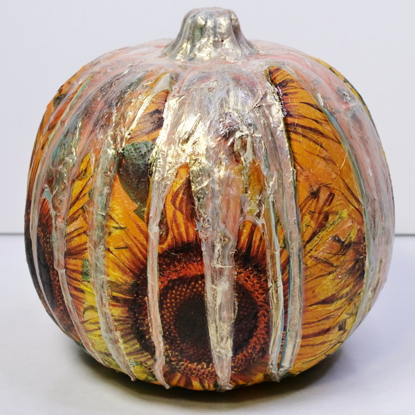 Pumpkin Napkin Decoupage on Glass Bottle