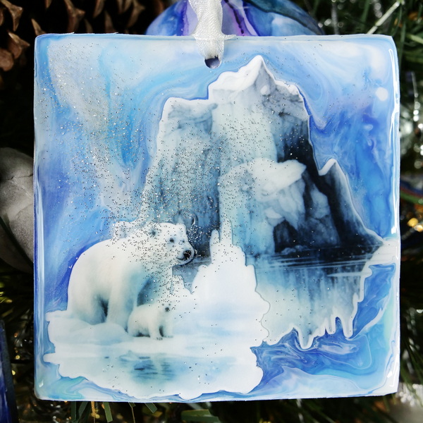 Polar Bear Ornament Using Simply Stated Ephemera