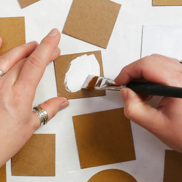 Preparing Chipboard with Gesso for Acrylic Paint Pouring Ornaments